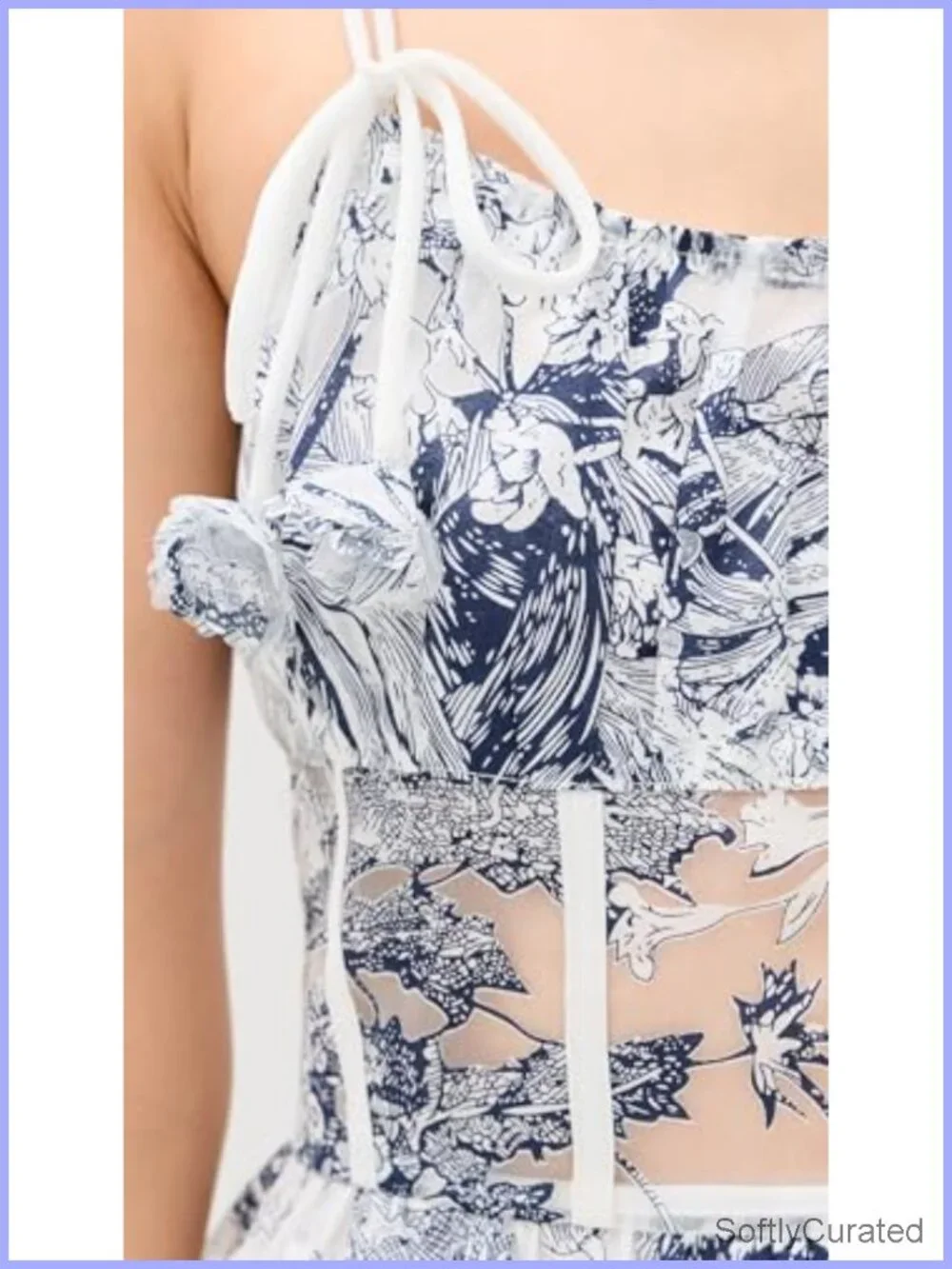 Mid-Weight Organza Midi Dress with Floral Print & Pockets